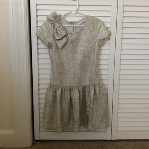 (Girls) off white and gold dress.